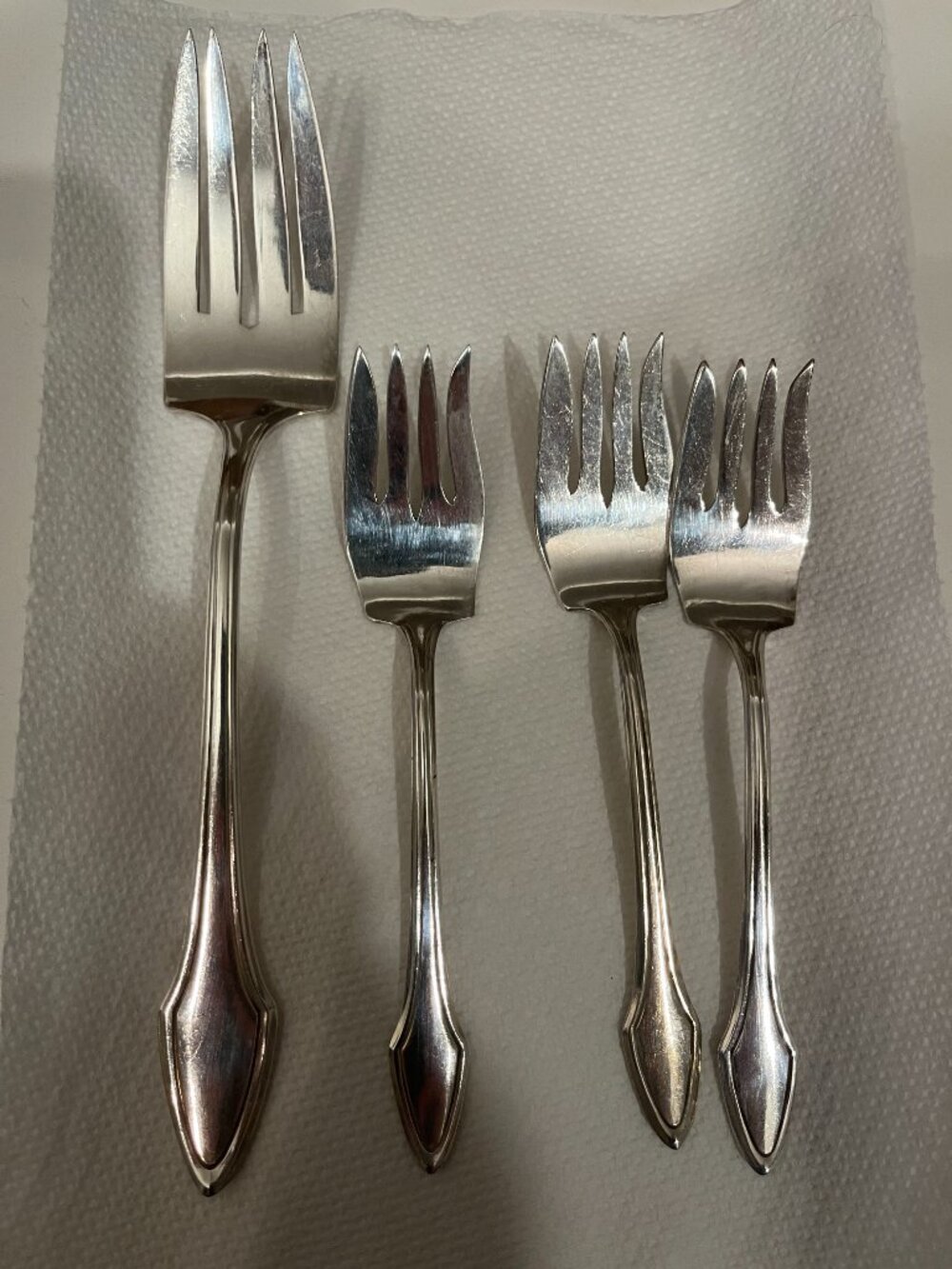 Vintage Alvin Molly Stark 1916 Silverplated Serving Fork and 3 Salad Forks